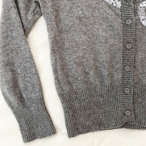 Forever 21 Retro Sequin Bow Crop Cardigan Sweater XS Gray - Picture 4 of 5
